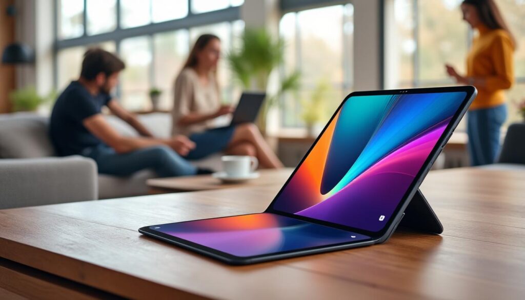 découvrez comment le high tech grand public intègre les écrans pliables pour révolutionner les tablettes, offrant portabilité et innovation à portée de main.